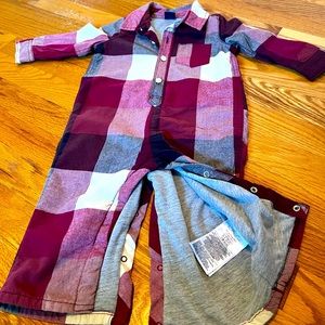 12-18 month cotton lined shirt onesie